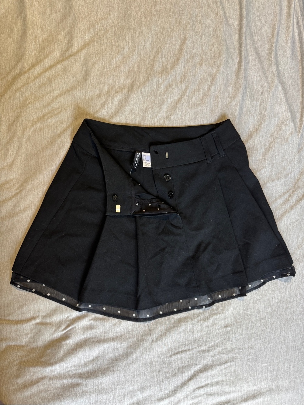 H&M Black Mini Skirt Polka Dot Hem - Picture 2 of 7